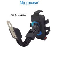 Microcase ZR661 360 Derece Döner Bisiklet Scooter Motor Aynadan Telefon Tutucu AL4574 Siyah