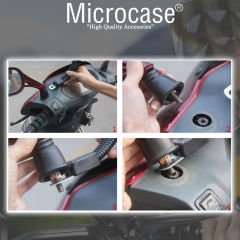 Microcase ZR661 360 Derece Döner Bisiklet Scooter Motor Aynadan Telefon Tutucu AL4574 Siyah