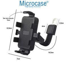 Microcase ZR661 360 Derece Döner Bisiklet Scooter Motor Aynadan Telefon Tutucu AL4574 Siyah