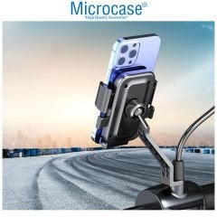 Microcase ZR736 360 Derece Döner Bisiklet Scooter Motor Aynadan Telefon Tutucu AL4575 Siyah