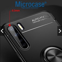 Microcase Oppo A91 Focus Serisi Yüzük Standlı Silikon Kılıf - Siyah