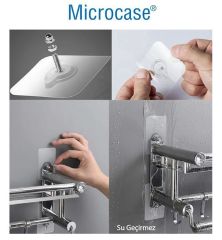 Microcase Güçlü Plastik  Yapışkanlı    6mm Hanger  Vidalı Eşya Ürün  Raf Tutucu  Askılık 5 Adet -Şeffaf AL4263