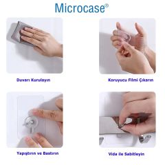 Microcase Güçlü Plastik  Yapışkanlı    6mm Hanger  Vidalı Eşya Ürün  Raf Tutucu  Askılık 5 Adet -Şeffaf AL4263