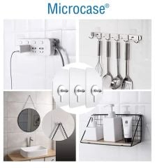 Microcase Güçlü Plastik  Yapışkanlı   8mm Hanger  Vidalı Eşya Ürün  Raf Tutucu  Askılık 1 Adet -Şeffaf AL4264