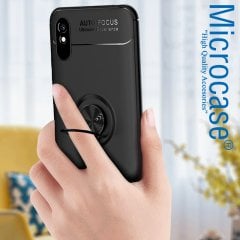 Microcase Xiaomi Redmi 9A Focus Serisi Yüzük Standlı Silikon Kılıf - Siyah