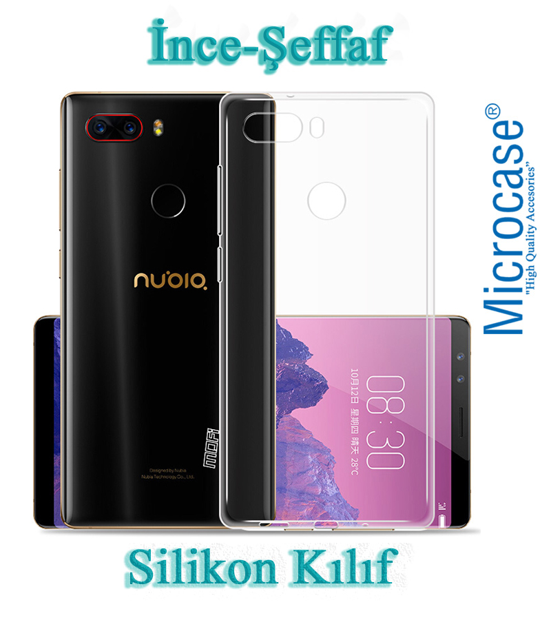 ZTE Nubia Z17s İnce 0.2 mm Soft Silikon Kılıf +Tempered Glass Cam