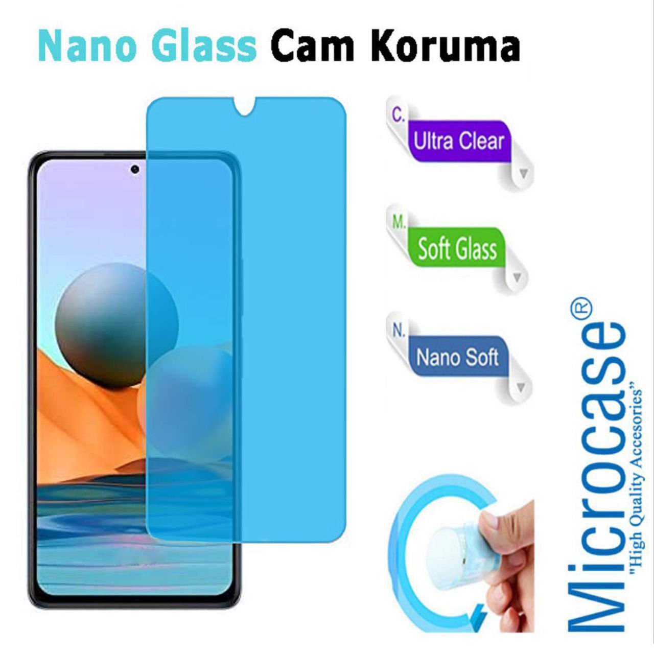Microcase Xiaomi Redmi Note 10S Nano Glass Cam Ekran Koruma Filmi