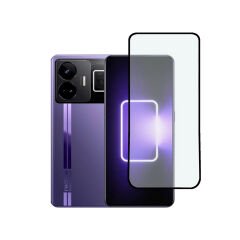 Microcase Realme GT3 / GT Neo 5 Tam Kaplayan Çerçeveli Tempered Ekran Koruyucu - Siyah AL3276