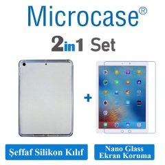 Microcase Apple iPad 9.7 2017 Tablet Silikon Tpu Kılıf+Nano Glass