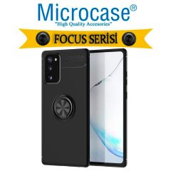 Microcase Samsung Galaxy Note 20 Focus Serisi Yüzük Standlı Silikon Kılıf - Siyah