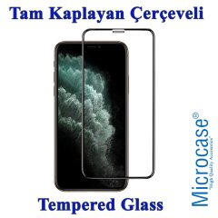 Microcase iPhone 11 Pro Brushed Carbon Fiber Silikon TPU Kılıf - Siyah + Tam Kaplayan Çerçeveli Cam