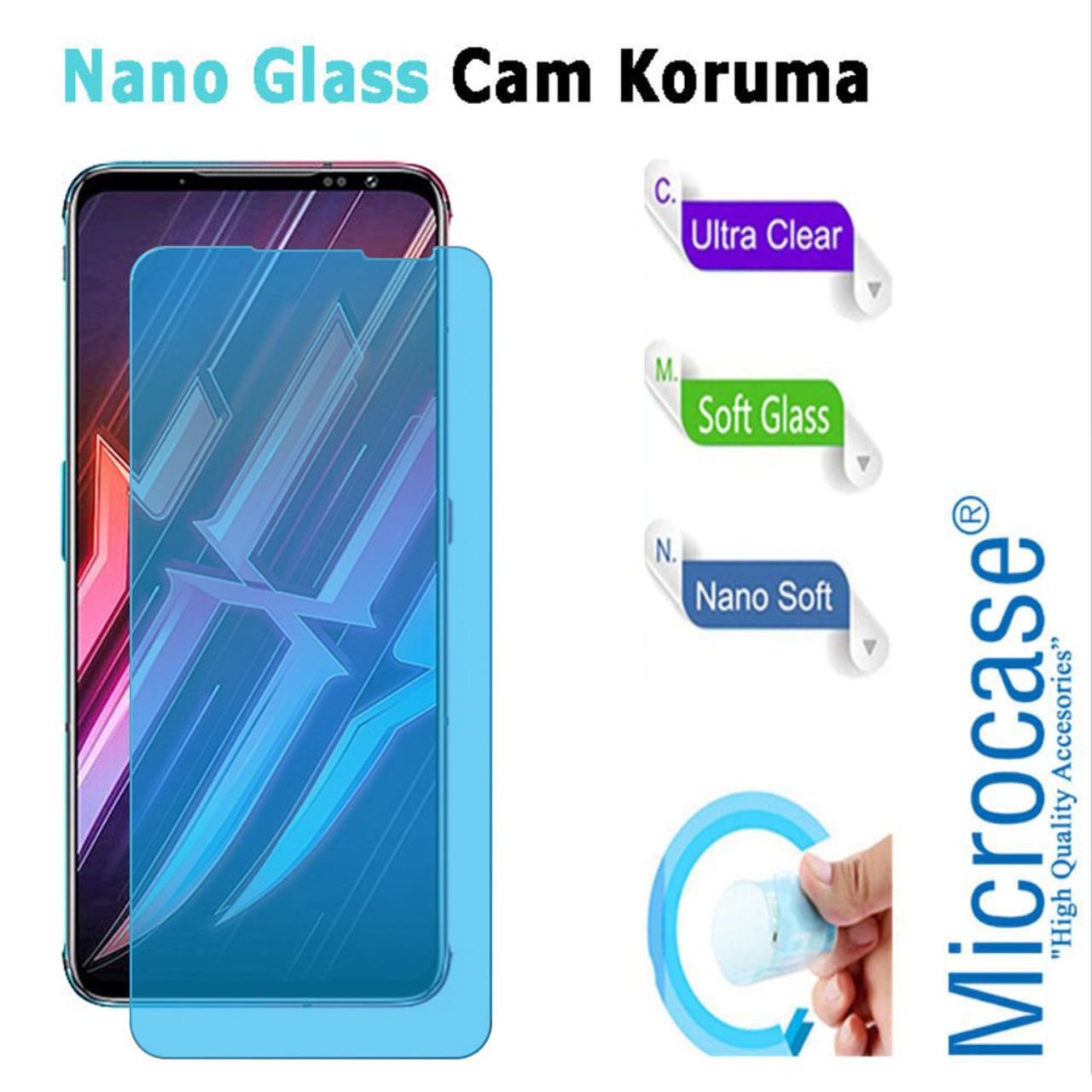 Microcase ZTE Nubia Red Magic 6 Pro Nano Glass Cam Ekran Koruma Filmi