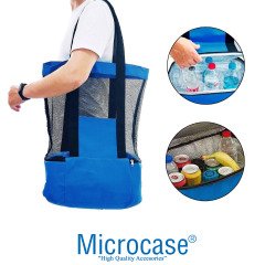 Microcase 2 Katlı Soğutucu Termal Buzluk Bölmeli Plaj Kamp Seyehat Çantası 50 lt - AL2832 Mavi