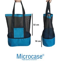 Microcase 2 Katlı Soğutucu Termal Buzluk Bölmeli Plaj Kamp Seyehat Çantası 50 lt - AL2832 Mavi