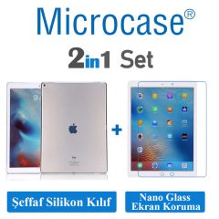 Microcase Apple iPad Pro 12.9 inç Tablet Silikon Kılıf+Nano Glass