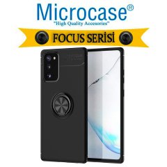 Microcase Samsung Galaxy Note 20 Ultra Focus Serisi Yüzük Standlı Silikon Kılıf - Siyah