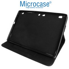 Microcase Lenovo Tab 3 10.1 Business X70F Alfa Book Case PU Deri Standlı Kılıf - Siyah + Nano Esnek Ekran Koruma Filmi