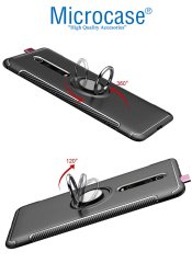Microcase Xiaomi Redmi K20 Yüzük Standlı Armor Silikon Kılıf + Tempered Glass Cam Koruma (SEÇENEKLİ)