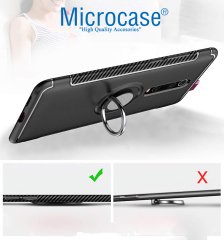 Microcase Xiaomi Redmi K20 Yüzük Standlı Armor Silikon Kılıf + Tempered Glass Cam Koruma (SEÇENEKLİ)