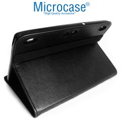 Microcase Lenovo Tab 3 10.1 Business X70F Alfa Book Case PU Deri Standlı Kılıf - Siyah + Nano Esnek Ekran Koruma Filmi