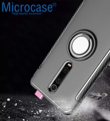Microcase Xiaomi Redmi K20 Yüzük Standlı Armor Silikon Kılıf + Tempered Glass Cam Koruma (SEÇENEKLİ)