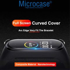 Microcase Xiaomi Mi Band 6 Tam Kaplayan Kavisli 3D Ekran Koruyucu Pet Film - Siyah