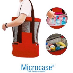 Microcase 2 Katlı Soğutucu Termal Buzluk Bölmeli Plaj Kamp Seyehat Çantası 50 lt - AL2832 Kırmızı