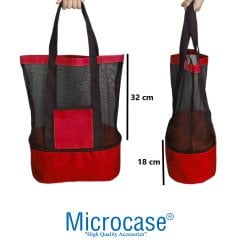 Microcase 2 Katlı Soğutucu Termal Buzluk Bölmeli Plaj Kamp Seyehat Çantası 50 lt - AL2832 Kırmızı