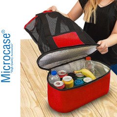 Microcase 2 Katlı Soğutucu Termal Buzluk Bölmeli Plaj Kamp Seyehat Çantası 50 lt - AL2832 Kırmızı