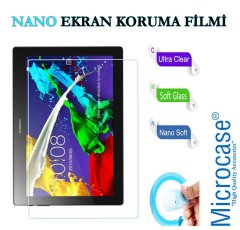 Microcase Lenovo Tab 3 10.1 Business X70F Alfa Book Case PU Deri Standlı Kılıf - Siyah + Nano Esnek Ekran Koruma Filmi