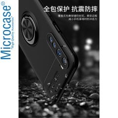 Microcase OnePlus Nord Focus Serisi Yüzük Standlı Silikon Kılıf - Siyah