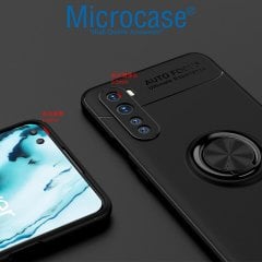Microcase OnePlus Nord Focus Serisi Yüzük Standlı Silikon Kılıf - Siyah