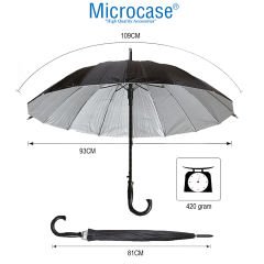 Microcase Unisex Otomatik 16 Telli Rüzgara Dayanıklı Su Geçirmez  Baston Şemsiye AL4664