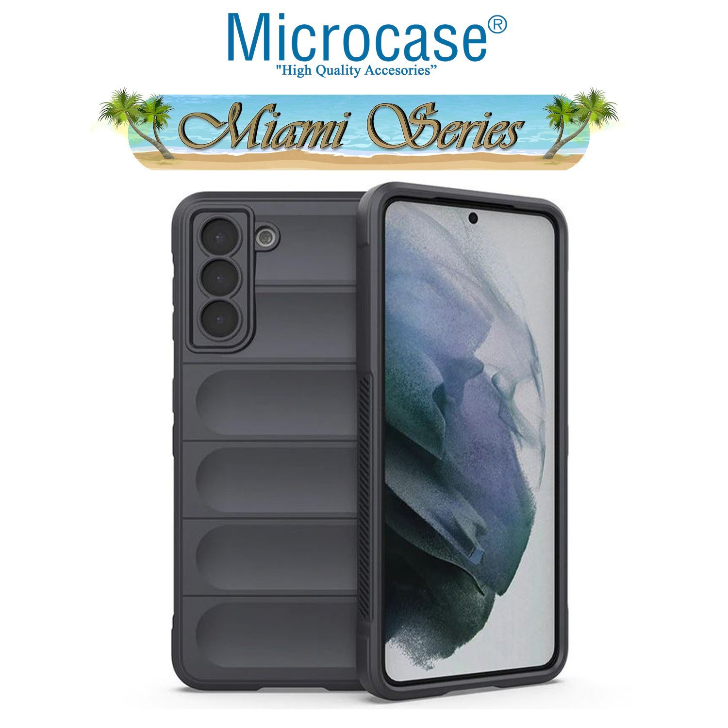 Microcase Samsung Galaxy S22 Miami Serisi Darbeye Dayanıklı Silikon Kılıf - Koyu Gri