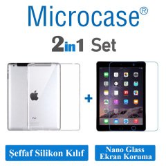 Microcase Apple iPad Air 2 Tablet Silikon Soft Kılıf+Nano Glass