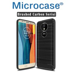 Motorola Moto G6 Play Brushed Carbon Fiber Silikon TPU Kılıf +Cam