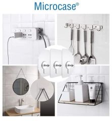 Microcase Güçlü Plastik  Yapışkanlı   10mm Hanger  Vidalı Eşya Ürün  Raf Tutucu  Askılık 3 Adet -Şeffaf AL4265