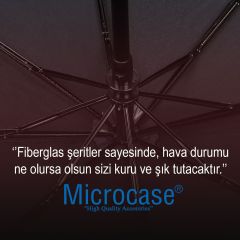 Microcase Unisex Tam Otomatik İçi Yaylı 8 Telli Rüzgar Korumalı Rüzgarda Kırılmayan Su Geçirmez Dayanıklı Şemsiye AL4662