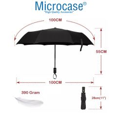 Microcase Unisex Tam Otomatik İçi Yaylı 8 Telli Rüzgar Korumalı Rüzgarda Kırılmayan Su Geçirmez Dayanıklı Şemsiye AL4662