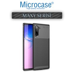 Microcase Samsung Galaxy Note 10 Maxy Serisi Carbon Fiber Silikon Kılıf - Siyah