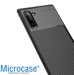 Microcase Samsung Galaxy Note 10 Maxy Serisi Carbon Fiber Silikon Kılıf - Siyah