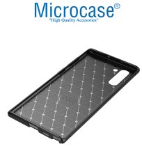 Microcase Samsung Galaxy Note 10 Maxy Serisi Carbon Fiber Silikon Kılıf - Siyah