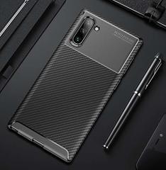 Microcase Samsung Galaxy Note 10 Maxy Serisi Carbon Fiber Silikon Kılıf - Siyah