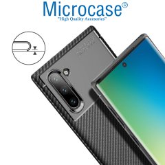 Microcase Samsung Galaxy Note 10 Maxy Serisi Carbon Fiber Silikon Kılıf - Siyah