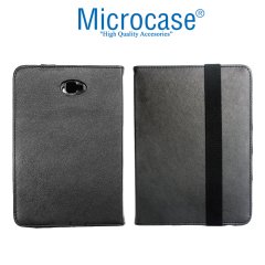Microcase Samsung Galaxy Tab A6 10.1 SM-T580 T580 T585 T587 Alfa Book Case PU Deri Kılıf - Siyah + Tempered Glass Cam Koruma