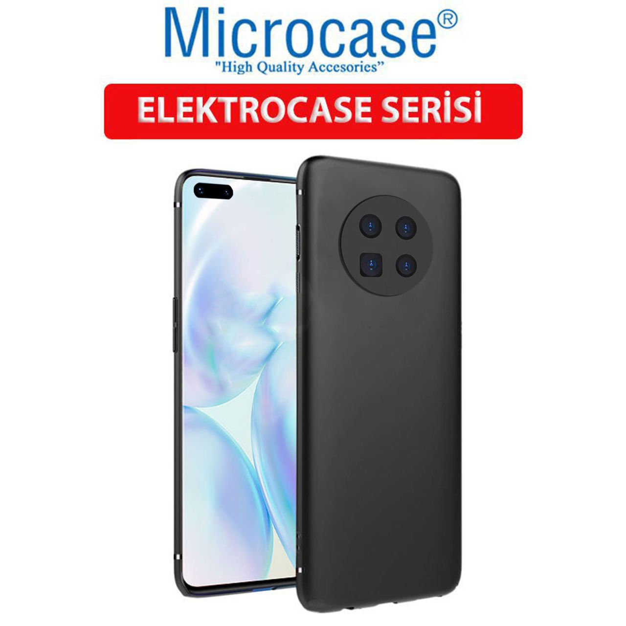 Microcase Huawei Mate 40 Pro Elektrocase Serisi Kamera Korumalı Silikon Kılıf - Siyah