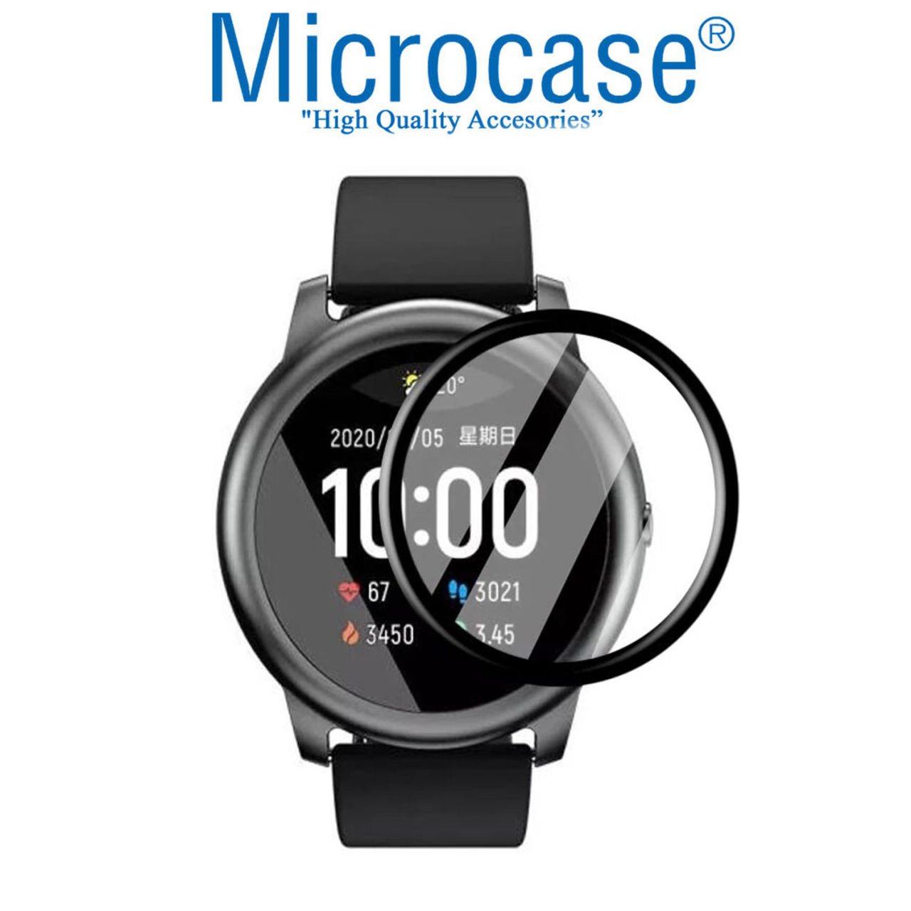 Microcase Haylou Solar LS05 Tam Kaplayan Kavisli 3D Ekran Koruyucu Pet Film - Siyah