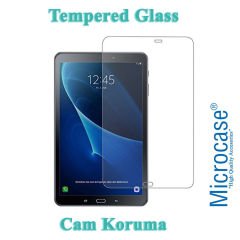 Microcase Samsung Galaxy Tab A6 10.1 SM-T580 T580 T585 T587 Alfa Book Case PU Deri Kılıf - Siyah + Tempered Glass Cam Koruma
