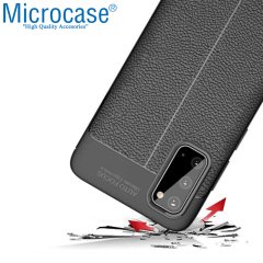 Microcase Samsung Galaxy S20 Leather Tpu Silikon Kılıf - Siyah