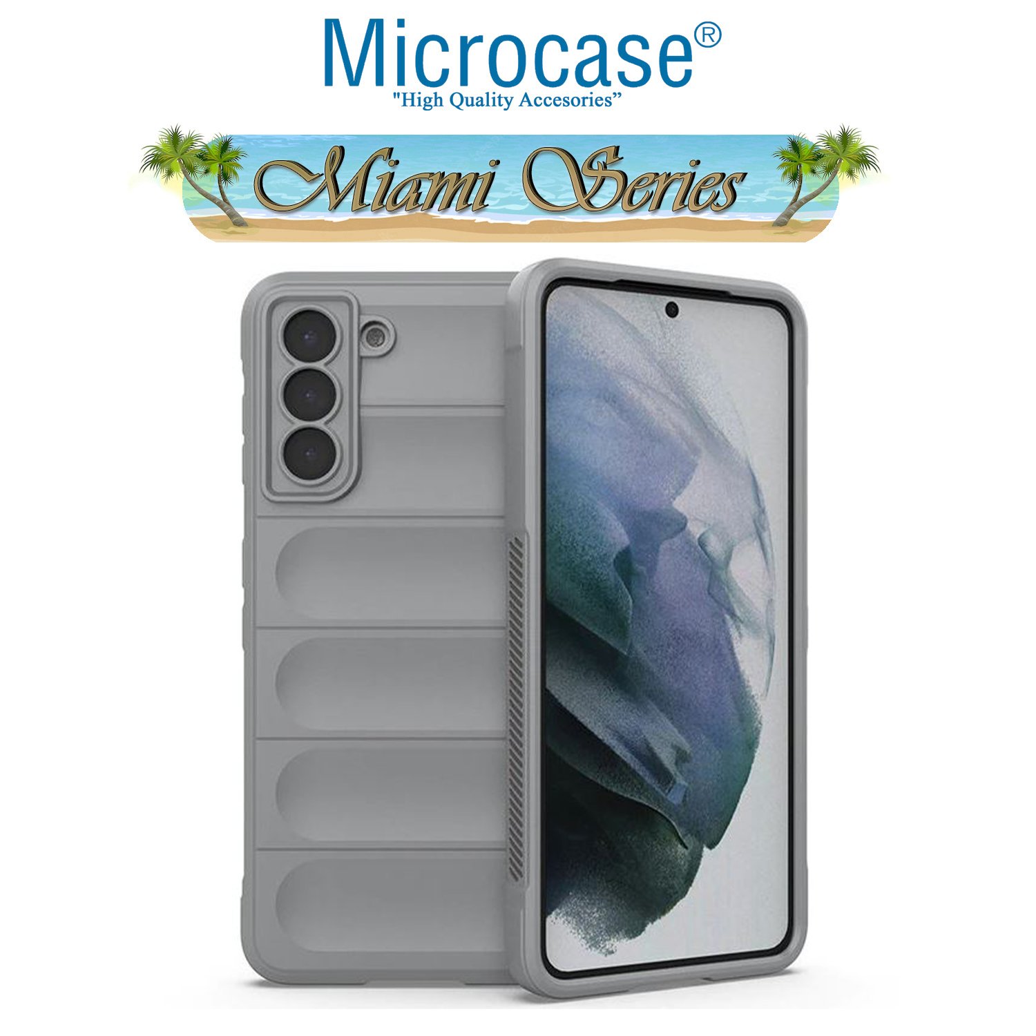 Microcase Samsung Galaxy S22 Plus Miami Serisi Darbeye Dayanıklı Silikon Kılıf - Açık Gri